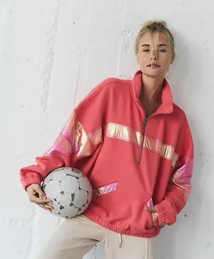 NWT Free People Movement Away We Go Half Zip in Hibiscus $128 MSRP thumbnail 1