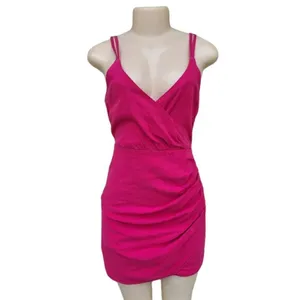 ZARA pink linen mini dress NWT M thumbnail 3