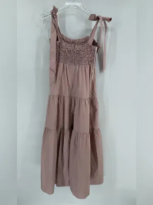 En Saison Matisse Smocked Cotton Midi Dress‎ Pink size small thumbnail 4