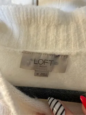 LOFT White Mock Neck Cozy Knit Sweater thumbnail 3