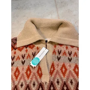 The General Good Fair Isle Collared Sweater Beige Orange Fall Size M NWT thumbnail 9