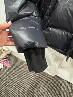 S13 Women's Shiny Black Puffer Coat with High Collar thumbnail 3