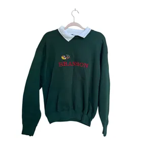 Branson Grandma‎ Green Collared Christmas Sweater Size Large Santa Sleigh thumbnail 4