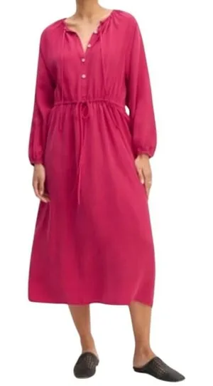 Everlane Tencel Gathered Maxi Dress L Pink Button Modest Oversized Quiet Luxury‎ thumbnail 1