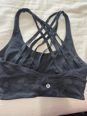 Strappy lululemon Black Camo Sports Bra size 4 thumbnail 3
