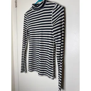 NWT Free People We The Free Good Good Stripe Turtleneck Top - Black Combo Size S thumbnail 2