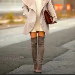 Marc Fisher‎ Over the Knee Boots Suede Taupe Size 8M thumbnail 2