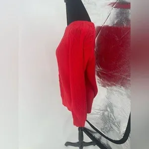 Gap Red Cable Knit Crew Neck Sweater Diamond Knit Pullover Top‎ New s-16 thumbnail 6