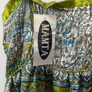 Mamta Boho Beachy Paisley Smocked Tie Strap Maxi Dress OS Green thumbnail 5