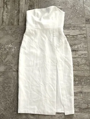 Bellavia Bow Back Midi Strapless Sheath Dress White, Size M NWT thumbnail 4