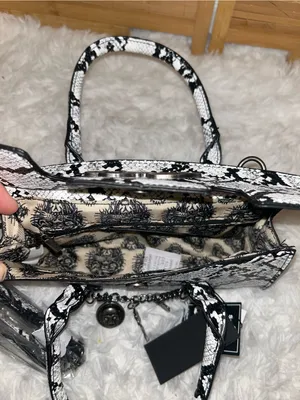 Ed Hardy Handbag Grey Snakeskin Charms Detachable cross body Strap purse NWT thumbnail 8