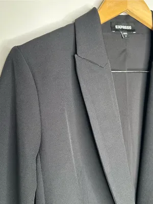 Express Studio Stretch Twill One Button Boyfriend Blazer Black Women's Medium NW thumbnail 8