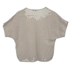 Zara Collection‎ Eyelet Mesh Lace Top Womens Small White Floral Applique Batwing thumbnail 5