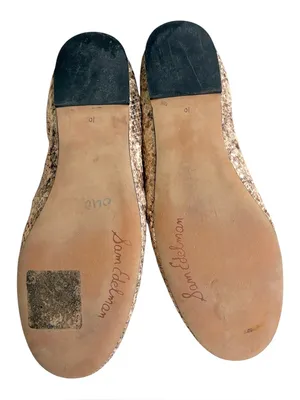 EUC Sam Edelman Leather Felicia Ballet Flats Rose Gold Snakeskin Size 10 thumbnail 7