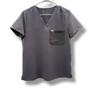 FIGS Scrub‎ Top Women's Small Charcoal V Neck Medical Uniform Pocket thumbnail 1