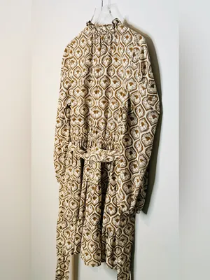 Anna Cate Brown Cream Medallion Paisley Print Cotton Long Sleeve Dress thumbnail 7