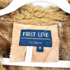 First Line Womens Y2K Tan Faux Suede Embroidered Penny Lane Faux Fur Jacket M‎ thumbnail 2
