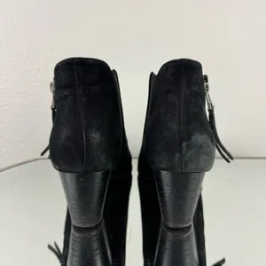 VIONIC Black Leather Suede Sterling Zipper Low Heel Preppy Fall Ankle Booties thumbnail 5
