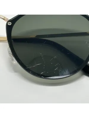 Ray-Ban RB3574 Black and Gold Round Sunglasses with Green Lenses thumbnail 3