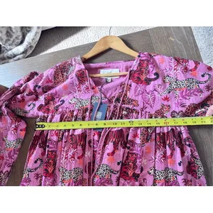 Printfresh Tiger Leopard Print Midi Dress Womens Pink Small thumbnail 9