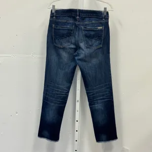 White House Black Market Slim Crop Jeans Dark Wash Raw Hem Size 6 Stretch Casual thumbnail 2