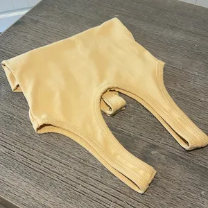 Abercrombie & Fitch Pale Yellow Orange Ribbed Bodysuit S thumbnail 7