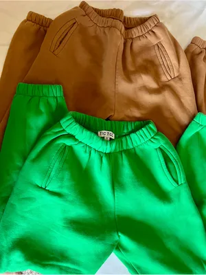 Women’s Green and Brown Elastic Waist Sweatpants thumbnail 1