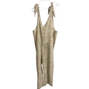 Easel Los Angeles Tan Paisley‎ Linen Blend Tie Shoulder Jumpsuit L EB41030 thumbnail 3