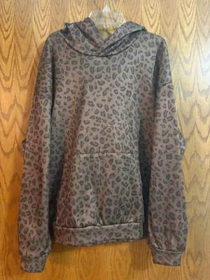 Women’s Leopard Print Hoodie Brown Size L thumbnail 1