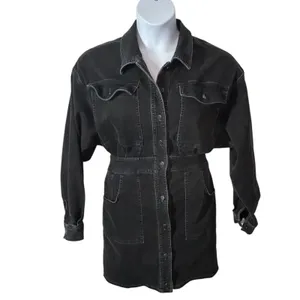 Vintage Free People Black Denim Mini Dress Medium thumbnail 5