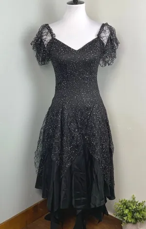 Vintage Nuance Black Shimmering Witchy Goth Dress Small thumbnail 1