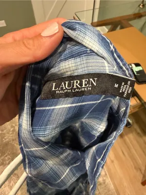 Ralph Lauren Blue Plaid 100% cotton Button-Up Shirt size medium! thumbnail 2