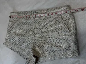 Abercrombie & Fitch Cream Metallic Jaquard Floral Print Trouser Short Size 10 thumbnail 5