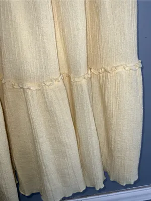 Vintage Two-Twenty Collection Light Yellow Cotton Tiered Midi Skirt S thumbnail 4