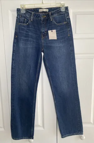 Zara Z1975 Straight Leg Jeans Womens Size 2 Blue Dark Wash Denim New Normcore thumbnail 1