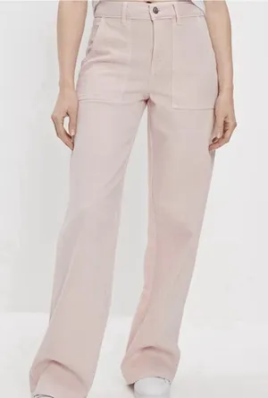 American Eagle Super High Rise Baggy Wide Leg‎ Jeans Pink Boho Womens 6 Short thumbnail 1