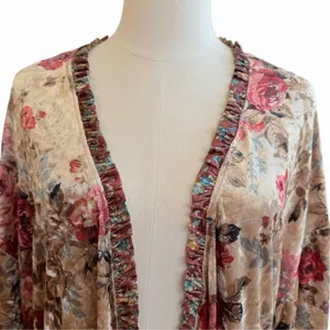 Easel Boho Fairy Velvet Tiered Floral Kimono Jacket Size S Cottage Whimsigoth thumbnail 2