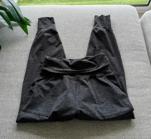 OFFLINE by Aerie Charcoal Gray Heather Joggers Foldover‎ Waistband Small S thumbnail 1