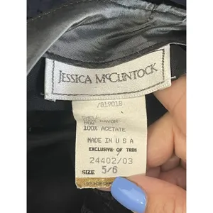 Vintage 80s Gunne Sax Dress 5/6‎ Black Jessica McClintock Velvet Taffeta USA thumbnail 3
