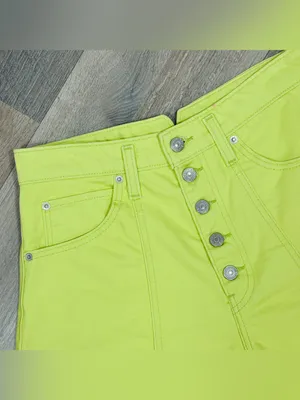 Levi's Notch High Waisted Denim‎ Mom Shorts Daiquiri Neon Green Size 30 Retro thumbnail 6