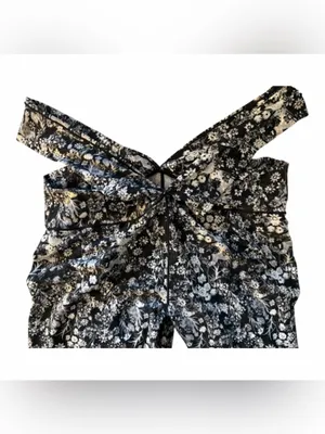 Aerie Offline Real Me Crossover Cut Out 7/8 Leggings Black White Floral Hi Rise thumbnail 4