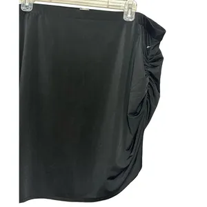 Open Edit Black Ruched Asymmetrical Mini Skirt 2X Plus Bodycon NWOT Edgy Sexy thumbnail 3
