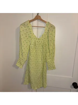 Faithfull The Brand NWT $189 Size M Gombardy Mini Dress Bisset Floral Yellow thumbnail 3