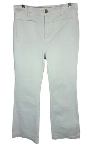 Loft Made and Loved High Rise Wide Leg Jeans Cream Off White 8‎ 29-pants hemmed thumbnail 1