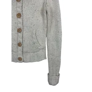 Abercrombie & Fitch Lambswool Chunky Knit Cardigan Sweater Cream VTG Y2K READ thumbnail 4