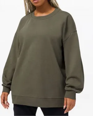 Lululemon Perfectly Oversized Crew Crewneck Sweatshirt Cotton Terry Army Green thumbnail 1