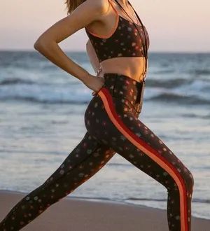 Splits59 NWT Sydney High Waist Techflex 7/8 Leggings Multi Floral + Red Stripes thumbnail 1
