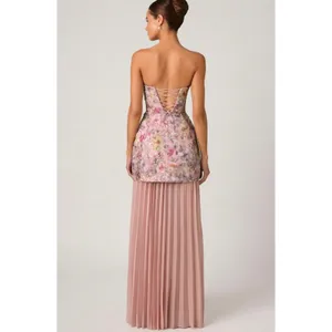 Oh Polly Galia Embellished Convertible Lace-Up Gown Dress Floral Pink size 6 New thumbnail 6