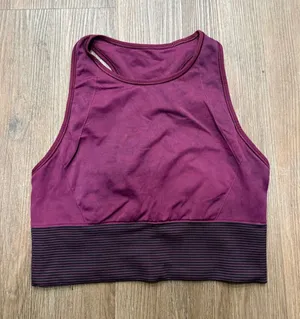 Lululemon‎ Ebb to Train Bra Size 8 Magenta Purple High Neck Racerback Sports Bra thumbnail 1