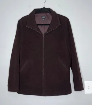 Eileen Fisher Wool‎ Jacket Womens Small Brown Excellent Italian Fabric Zip Up thumbnail 1